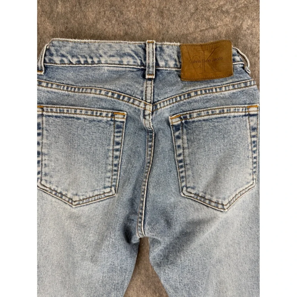 Vintage Calvin Klein High Waisted Straight Leg Jeans Light Wash Made in USA 1 24